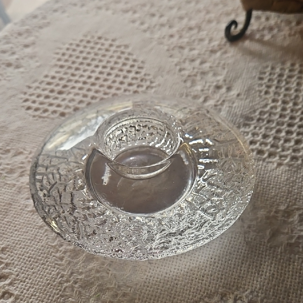 Orrefors Kosta Boda Clear Textured Glass Candle Holder